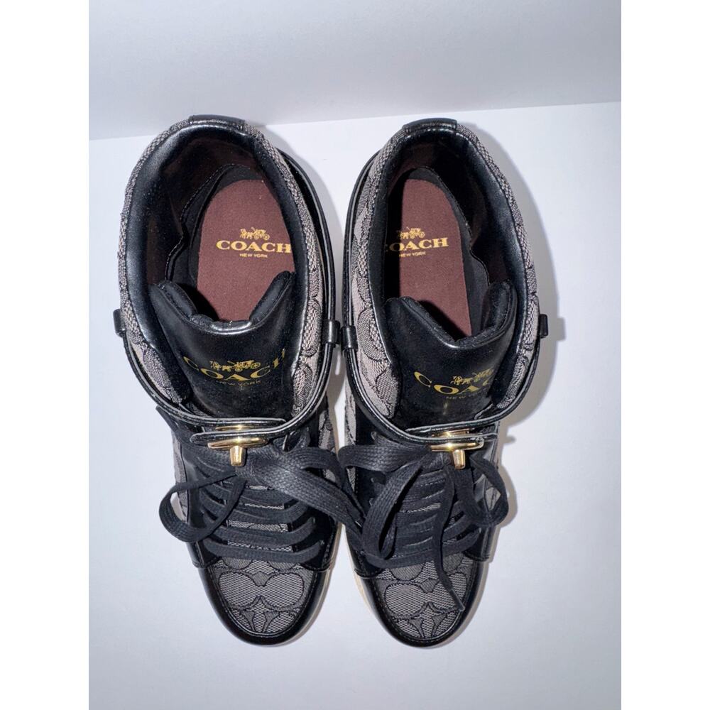 Coach Ray Outline High Top Sneakers style in black smoke #Q7838 - Picture 7 of 13